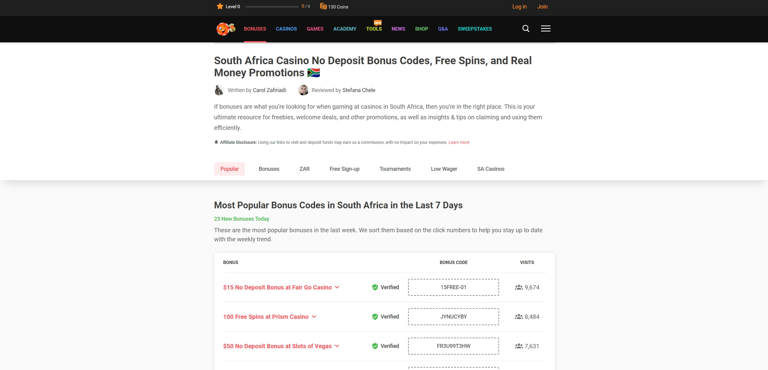Screenshot of Chipy.com — South Africa Casino No Deposit Bonus Codes - Chipy.com